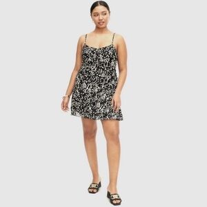 DVF for Target Strappy Mesh Sea Spots Black Mini Dress, Large